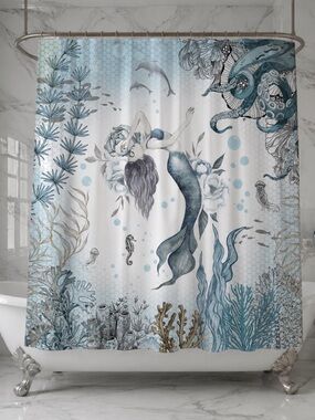 Mermaid Ocean Shower Curtain - Blue